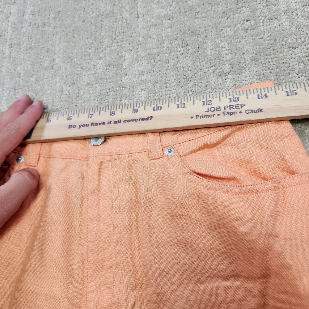 Ralph Lauren Pants Women 8 Linen Wide Leg Crop Capris Orange High Rise Boho - Picture 5 of 10